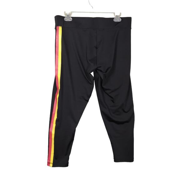 Joggers Cropped Pants Size Large Black with Yellow and Red Side Stripes - Picture 5 of 13